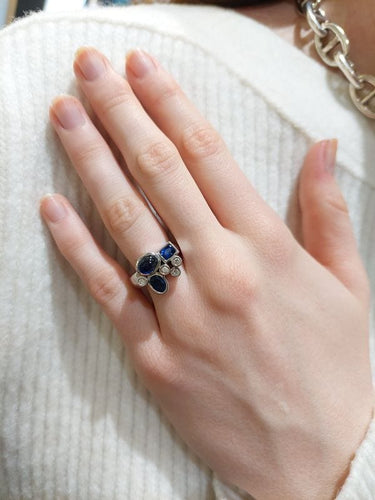 Bague 55.5 Bague moderne Or jaune Saphirs Diamants 58 Facettes 077201