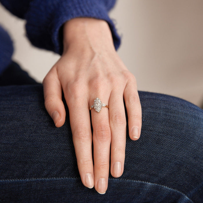 Bague Bague marquise ancienne pavage diamants 58 Facettes