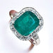 Ring 53 Art Deco Ring White Gold Emerald Diamonds 58 Facettes