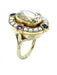 Ring 19th century gold ring with yellow sapphire, amethysts and fine pearls 58 Facettes
