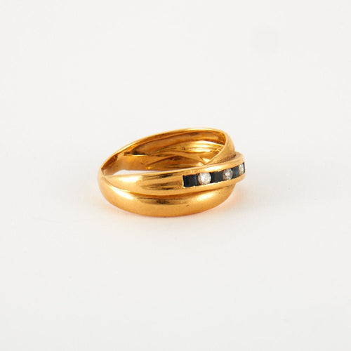 Bague 51 Bague en Or jaune, diamants & saphirs 58 Facettes