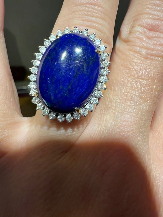 Bague 55 bague lapis lazuli pavage diamants 58 Facettes 7231