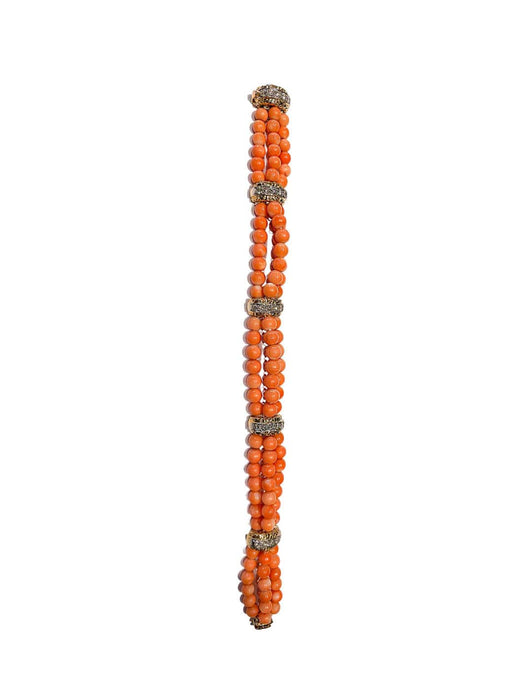 Bracelet Van Cleef & Arpels - Bracelet or jaune, perles de corail et diamants, années '70 58 Facettes