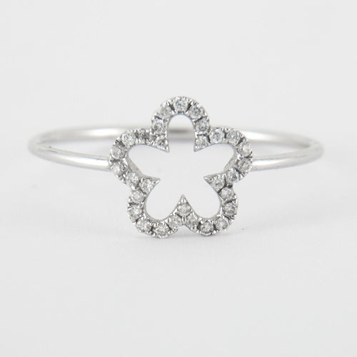 Bague 54 Bague Fleur Or blanc Diamants 58 Facettes