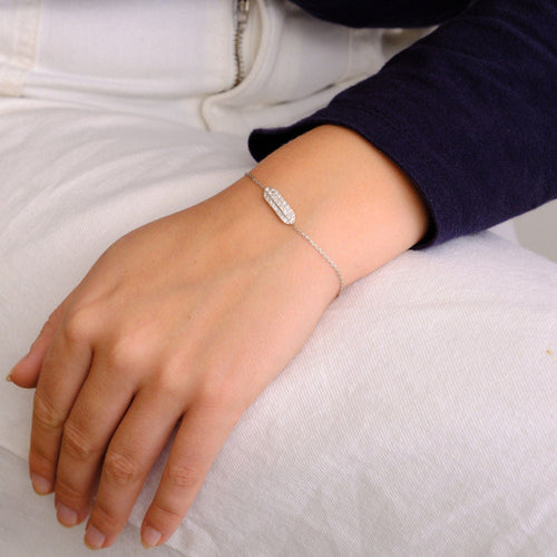 Bracelet Bracelet barrette or blanc Diamants 58 Facettes