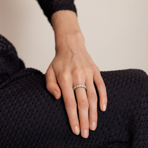 Bague 51 ALLIANCE DIAMANTS TOUR COMPLET OR BLANC 58 Facettes