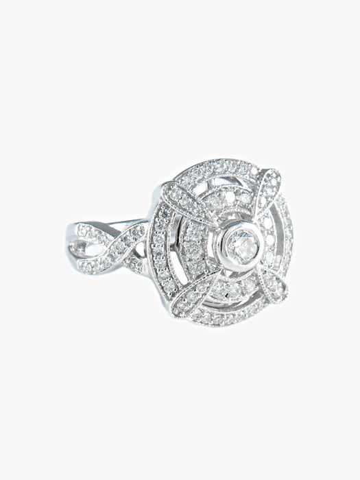 Bague 52 Bague Ronde Double entourage Diamants 58 Facettes