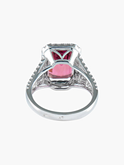 Bague 52 Bague Tourmaline rose Diamants 58 Facettes