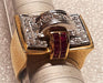 Ring 57 Tank ring 2 Gold Diamonds Ruby 58 Facettes 1268 Mxae