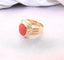 Bague Bague en Or jaune & Corail cabochon 58 Facettes AA 1385