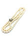 Necklace Double row pearl necklace, white gold and diamond clasp 58 Facettes