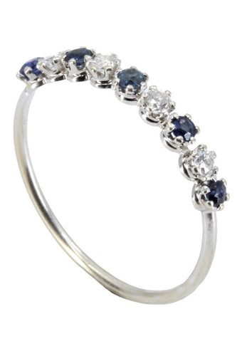 Bague DEMI-ALLIANCE SAPHIRS ET DIAMANTS 58 Facettes 047981