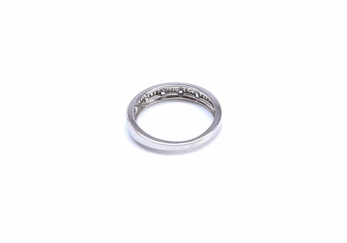 Bague 54 Demi alliance or blanc et diamants baguettes 58 Facettes RA-467/2