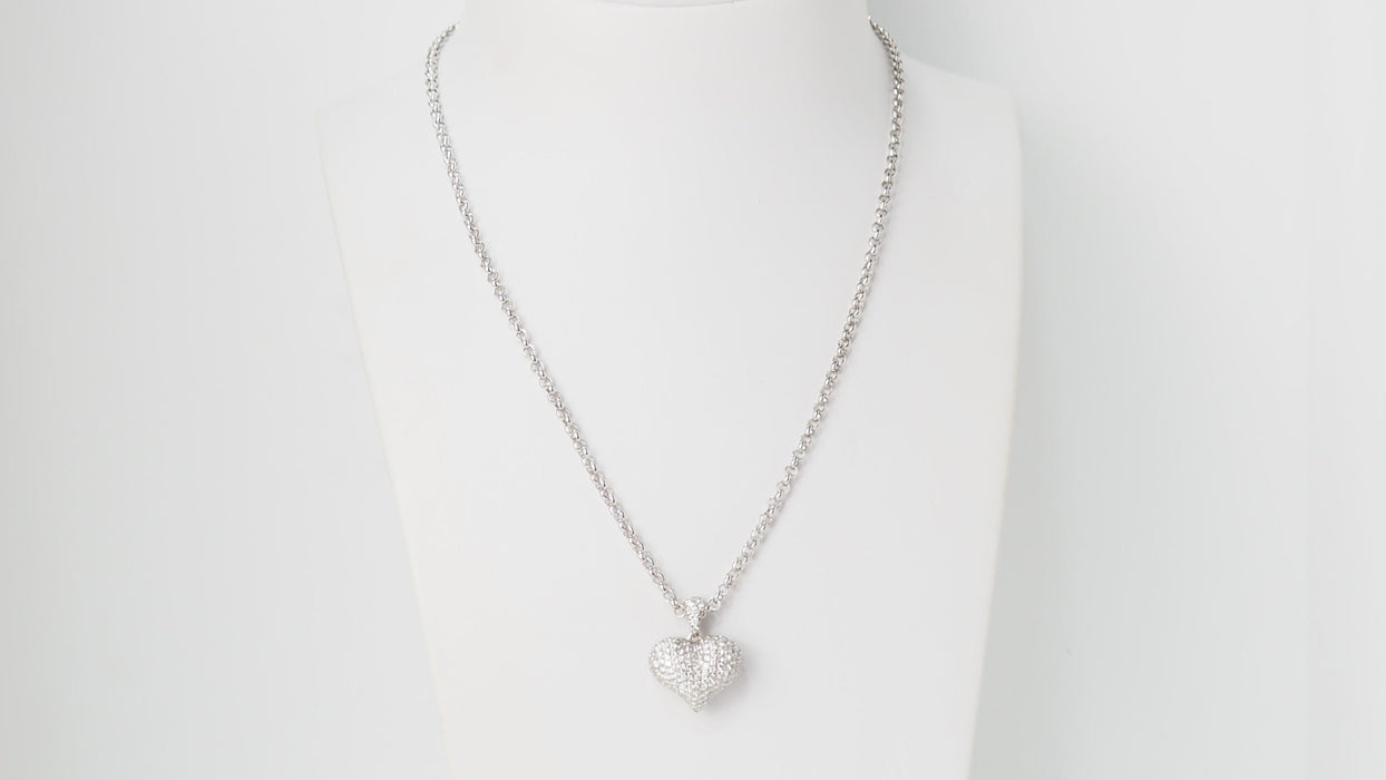 Collier Collier pendentif cœur en Or blanc & Diamants 58 Facettes 31370