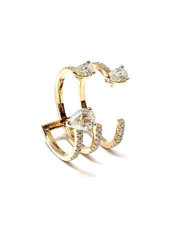 Bague Bague en or jaune et diamants forme poire 58 Facettes