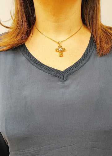 Pendentif Croix ajourée or blanc et diamants 58 Facettes RA-584.1