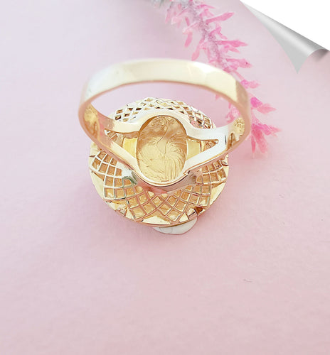 Bague Bague pièce 20 Francs Marianne coq 1907 or jaune 58 Facettes AA 1565