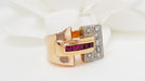 Ring 51 Gold Tank Ring Diamonds Ruby 58 Facettes 29146