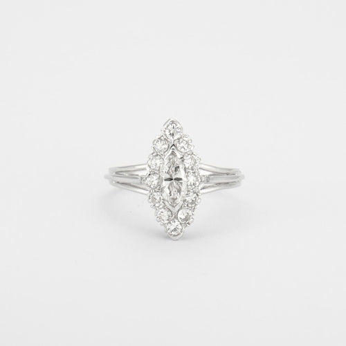 Bague 56.5 Bague or blanc, diamants 58 Facettes HS4196