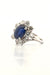 Ring 55 Flower ring white gold unheated Ceylon sapphire and diamonds 58 Facettes