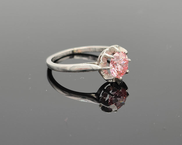 Bague Bague solitaire Platine et Diamant de synthèse rose 58 Facettes