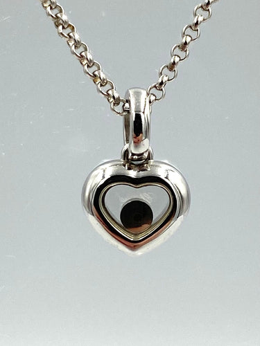 Collier CHOPARD. Collection Happy Diamonds, collier or blanc et diamant 58 Facettes