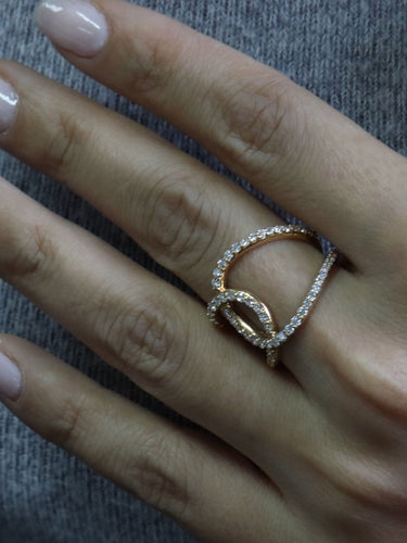 Bague 54 Bague diamant double knott or jaune 58 Facettes P14