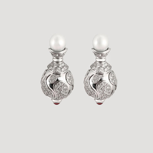 Boucles d'oreilles POIRAY – Pendants d'oreilles Perles Diamants Rubis 58 Facettes