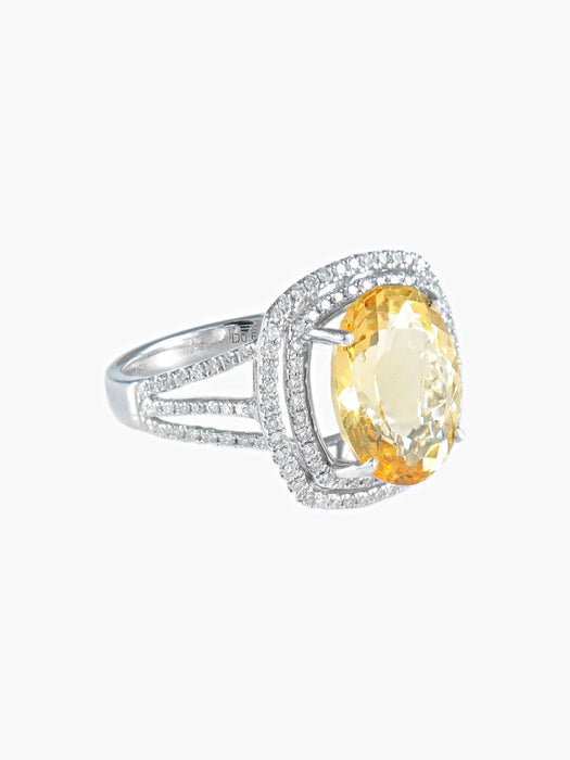 Bague 52 Bague Tourmaline jaune Diamants 58 Facettes