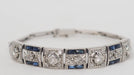 Bracelet Art Deco bracelet white gold, sapphires and diamonds 58 Facettes 30695