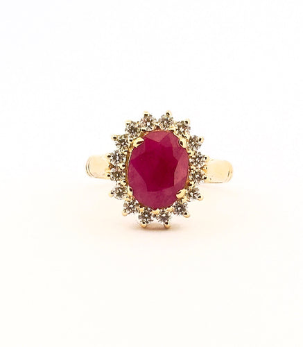Bague 55 Bague Pompadour Or jaune Rubis Diamants 58 Facettes