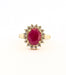 Ring 55 Pompadour Ring Yellow Gold Ruby Diamonds 58 Facettes