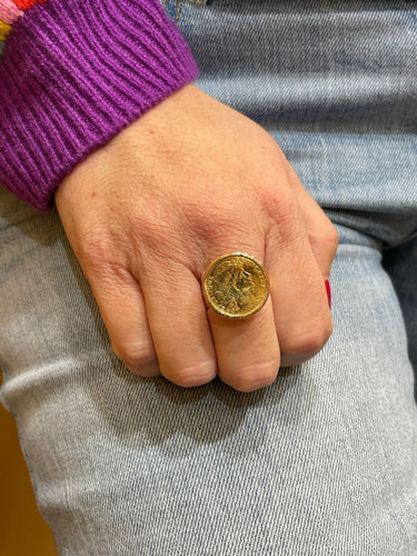 Bague Bague or jaune Pièce de 10 Francs Coq 58 Facettes