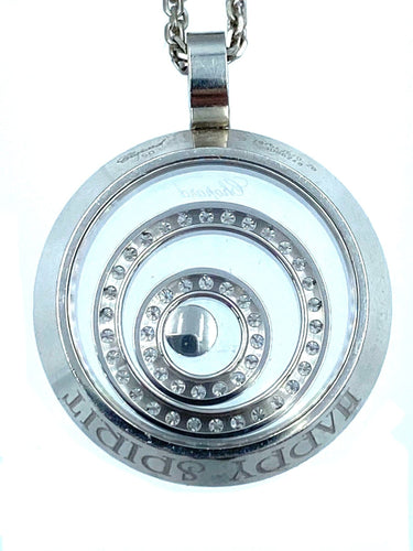 Collier CHOPARD. Pendentif Happy Spirit Or Blanc Diamants 58 Facettes