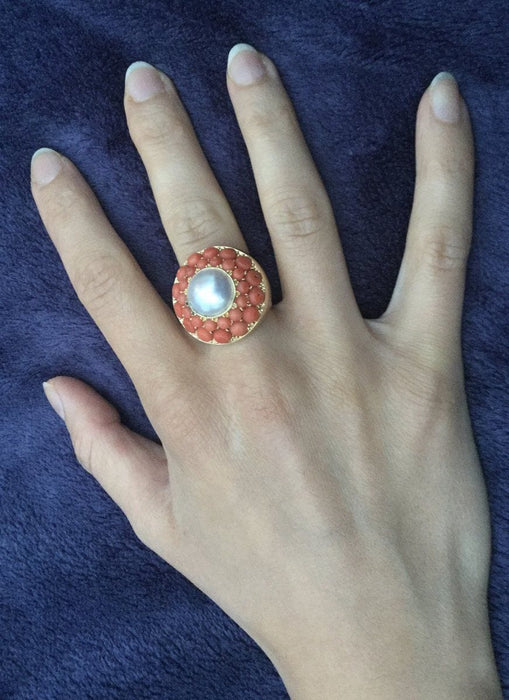 Bague 50.5 Bague Or, perle & corail 58 Facettes 626374