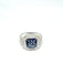 White gold signet ring with calibrated sapphires and diamonds 58 Facettes