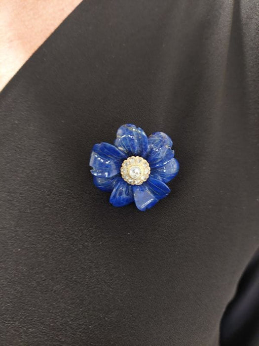 Broche BROCHE/PENDENTIF FLEUR EN LAPIS LAZULI ET DIAMANTS 58 Facettes 068501