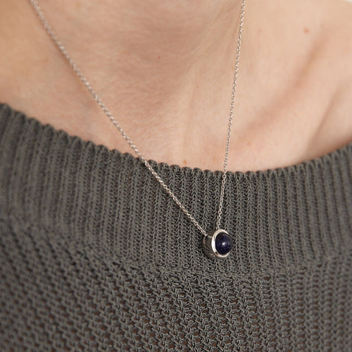 Collier Collier or blanc, saphir cabochon 58 Facettes HS13569