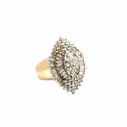Bague 53 Bague vintage forme marquise or et diamants 58 Facettes