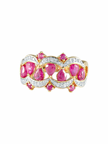 Bague Bague vintage rubis et diamants or jaune 58 Facettes LP160