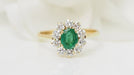 Ring 56 Daisy ring in yellow gold, emerald and diamonds 58 Facettes 32535