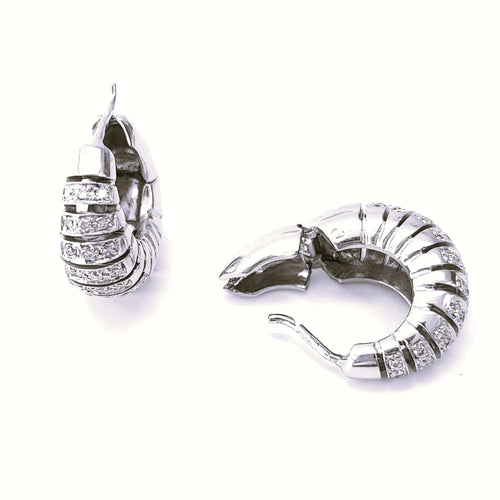 Boucles d'oreilles Créoles or blanc et diamants 58 Facettes RA-655