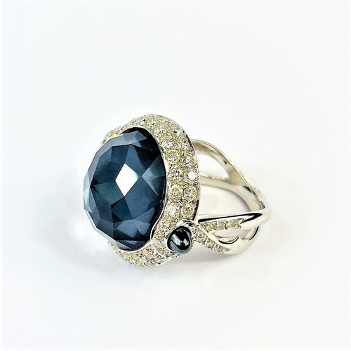 Bague 52 Bague en Or blanc, Pierre Noire & Diamants 58 Facettes 20400000642