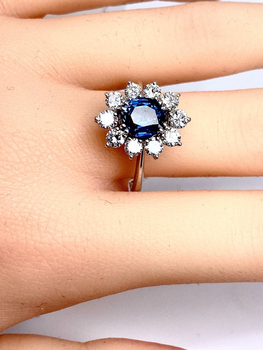 Bague 59 Bague marguerite saphir diamants 58 Facettes AB149