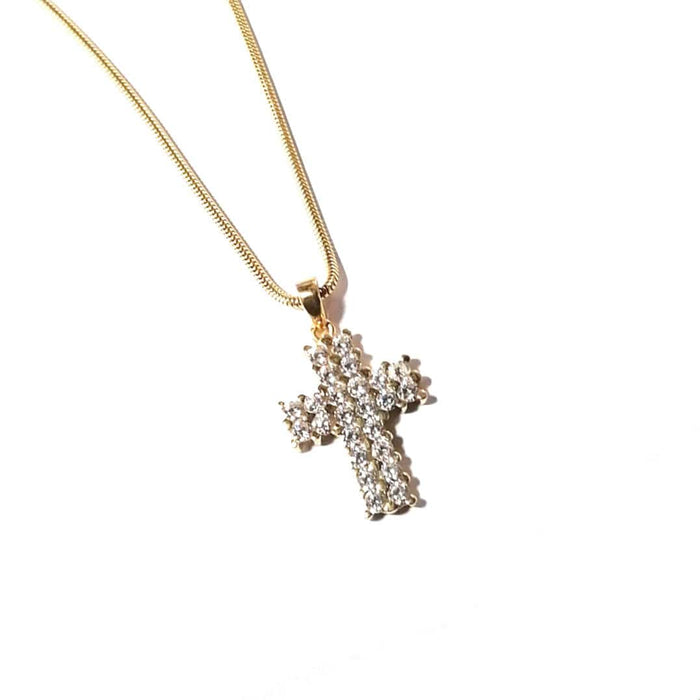 Pendentif CROIX DIAMANTS OR JAUNE 58 Facettes 3797