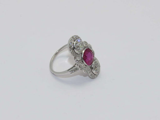 Ring Art Deco Ring Platinum Ruby Diamonds 58 Facettes