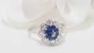 Ring 56 Daisy ring in Ceylon sapphire and diamonds 58 Facettes 32271
