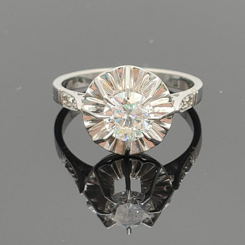 Bague 50 Bague solitaire en Or gris & Diamant 58 Facettes