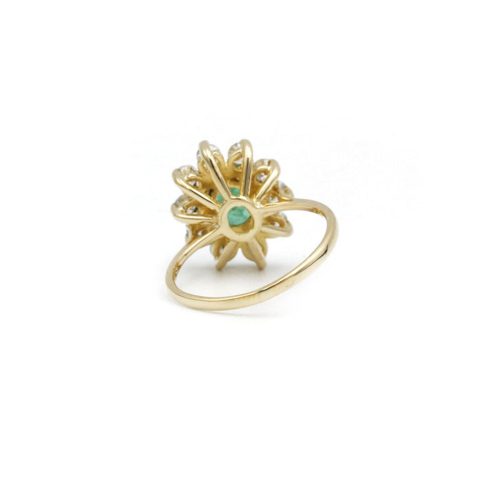 Bague Marguerite - Or, émeraude & diamants 58 Facettes 230168R