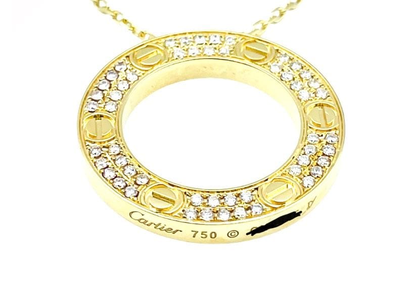 Collier CARTIER. Collection LOVE, collier en or jaune et diamants 58 Facettes
